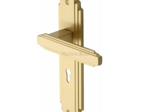 Heritage Brass Astoria Art Deco Style Door Handles, Satin Brass (Sold In Pairs)