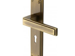 Heritage Brass Atlantis Art Deco Style Door Handles, Antique Brass (Sold In Pairs)