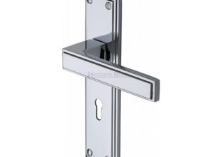 Heritage Brass Atlantis Art Deco Style Door Handles, Polished Chrome (Sold In Pairs)