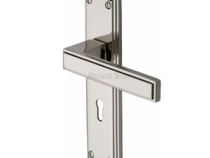 Heritage Brass Atlantis Art Deco Style Door Handles, Polished Nickel (Sold In Pairs)