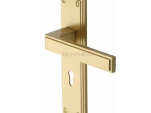 Heritage Brass Atlantis Art Deco Style Door Handles, Satin Brass (Sold In Pairs)