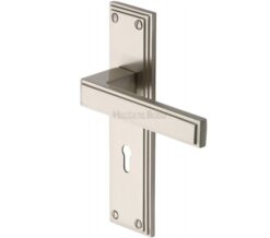 Heritage Brass Atlantis Art Deco Style Door Handles, Satin Nickel (Sold In Pairs)