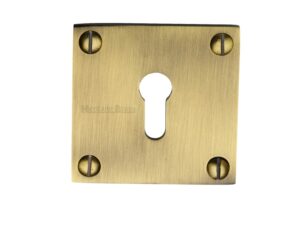 Heritage Brass Standard Square Slim Key Escutcheon, Antique Brass