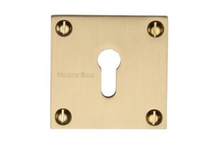 Heritage Brass Standard Square Slim Key Escutcheon, Satin Brass