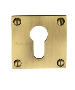 Heritage Brass Euro Profile Square Slim Key Escutcheon, Antique Brass