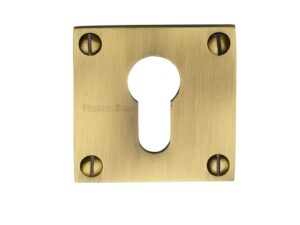 Heritage Brass Euro Profile Square Slim Key Escutcheon, Antique Brass