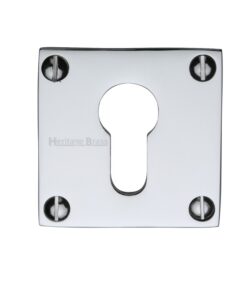 Heritage Brass Euro Profile Square Slim Key Escutcheon, Polished Chrome