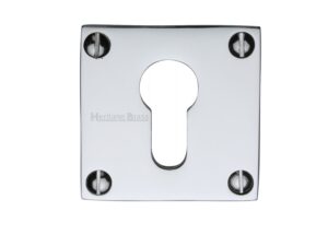 Heritage Brass Euro Profile Square Slim Key Escutcheon, Polished Chrome