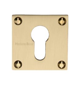 Heritage Brass Euro Profile Square Slim Key Escutcheon, Satin Brass