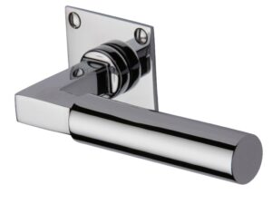 Heritage Brass Bauhaus Low Profile Polished Chrome Door Handles On Square Rose (Sold In Pairs)