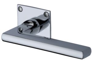 Heritage Brass Trident Low Profile Polished Chrome Door Handles On Square Rose (Sold In Pairs)