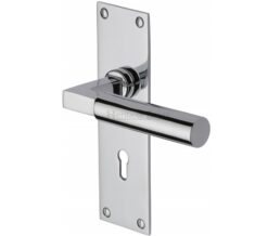 Heritage Brass Bauhaus Low Profile Door Handles On Backplate, Polished Chrome (Sold In Pairs)