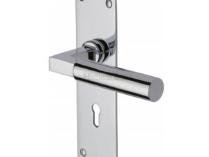 Heritage Brass Bauhaus Low Profile Door Handles On Backplate, Polished Chrome (Sold In Pairs)