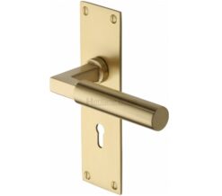 Heritage Brass Bauhaus Low Profile Door Handles On Backplate, Satin Brass (Sold In Pairs)