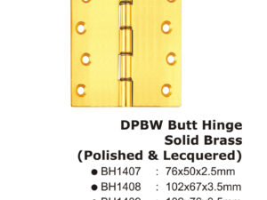 Dpbw Butt Hinge - Solid Brass (Polised & Lecquered) 102Mm X 67Mm X 3.5Mm