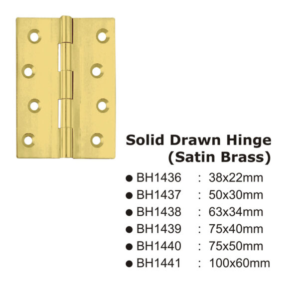 Solid Drawn Hinge(Satin Brass) -100X6Omm