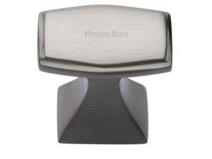 Heritage Brass Art Deco Design Cabinet Knob, Satin Nickel