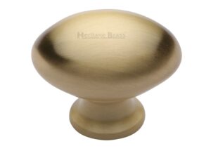 Heritage Brass Oval Design Cabinet Knob (32Mm Or 38Mm), Satin Brass