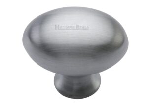 Heritage Brass Oval Design Cabinet Knob (32Mm Or 38Mm), Satin Chrome