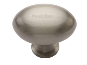 Heritage Brass Oval Design Cabinet Knob (32Mm Or 38Mm), Satin Nickel