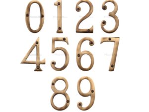 Heritage Brass 0-9 Screw Fix Numerals (76Mm - 3"), Antique Brass