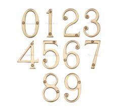 Heritage Brass 0-9 Screw Fix Numerals (76Mm - 3"), Polished Brass