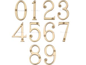 Heritage Brass 0-9 Screw Fix Numerals (76Mm - 3"), Polished Brass