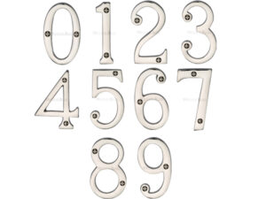 Heritage Brass 0-9 Screw Fix Numerals (76Mm - 3"), Polished Nickel