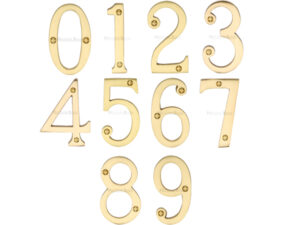 Heritage Brass 0-9 Screw Fix Numerals (76Mm - 3"), Satin Brass