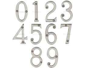 Heritage Brass 0-9 Screw Fix Numerals (76Mm - 3"), Satin Nickel