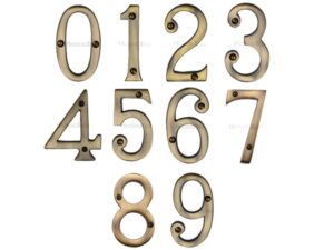 Heritage Brass 0-9 Screw Fix Numerals (76Mm - 3"), Antique Brass