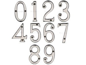 Heritage Brass 0-9 Screw Fix Numerals (76Mm - 3"), Polished Nickel