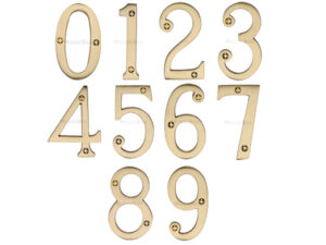 Heritage Brass 0-9 Screw Fix Numerals (76Mm - 3"), Satin Brass