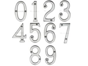 Heritage Brass 0-9 Screw Fix Numerals (76Mm - 3"), Satin Chrome