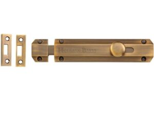 Heritage Brass Flat Surface Door Bolt (4", 6" Or 8" Length), Antique Brass