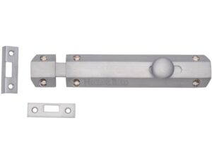 Heritage Brass Flat Surface Door Bolt (4", 6" Or 8" Length), Satin Chrome