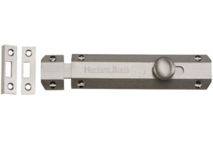 Heritage Brass Flat Surface Door Bolt (4", 6" Or 8" Length), Satin Nickel