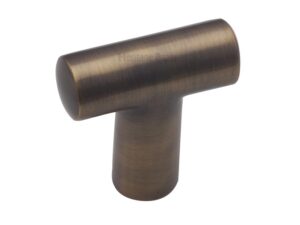 Heritage Brass T-Shaped Cabinet Knob, Antique Brass