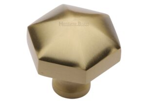 Heritage Brass Octagonal Cabinet Knob, Satin Brass