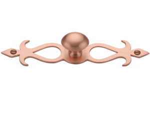 Heritage Brass Oval Cabinet Knob On Backplate, Satin Rose Gold