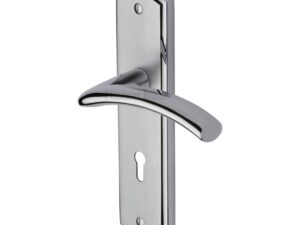 Heritage Brass Centaur Apollo Finish, Satin Chrome With Polished Chrome Edge, Door Handles (Sold In Pairs)