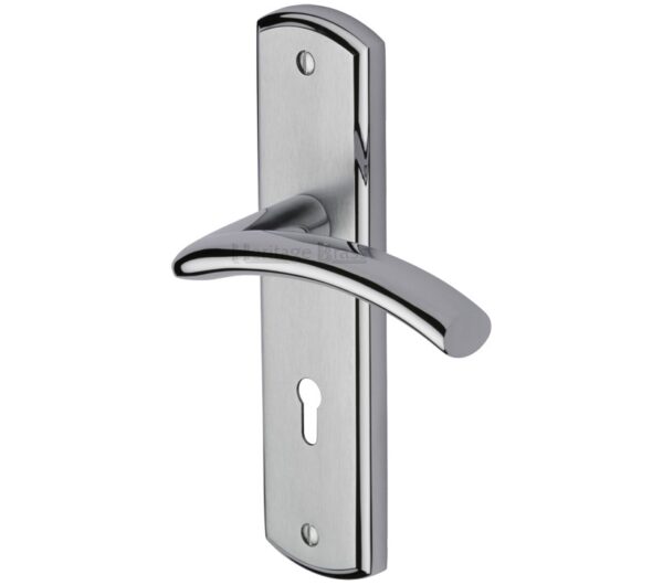 Heritage Brass Centaur Apollo Finish, Satin Chrome With Polished Chrome Edge, Door Handles (Sold In Pairs)