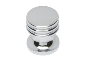 Fingertip Ringed Cupboard Knob, Polished Chrome