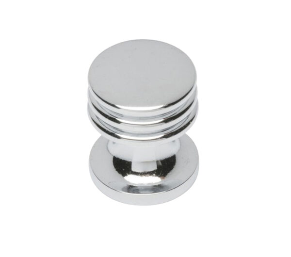 Fingertip Ringed Cupboard Knob, Polished Chrome