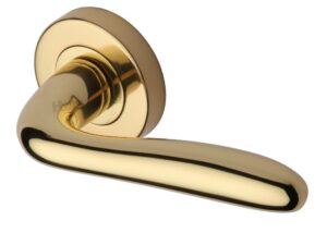 Heritage Brass Columbus Polished Brass Door Handles On Round Rose (Sold In Pairs)