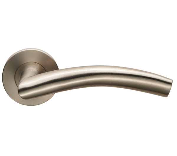 Eurospec Metro Door Handles On Slim Fit 6Mm Rose - Grade 304 Satin Stainless Steel