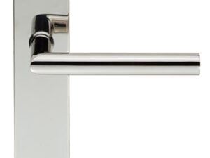 Eurospec Mitred Stainless Steel Door Handles On Backplates, Polished Stainless Steel (Sold In Pairs)