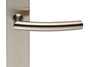 Eurospec Arched Stainless Steel Door Handles On Backplates, Satin Stainless Steel (Sold In Pairs)