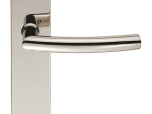 Eurospec Arched Stainless Steel Door Handles On Backplates, Polished Stainless Steel (Sold In Pairs)