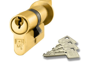 Eurospec Mp5 Euro Profile British Standard 5 Pin Cylinder & Turn, (Various Sizes) Polished Brass